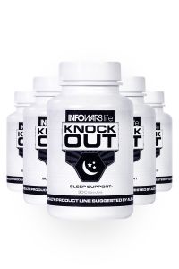5 bottles of Knockout Supplements lined up next to each other